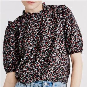 Madewell Puff-Sleeve Ruffle Top in Fieldwalk Floral